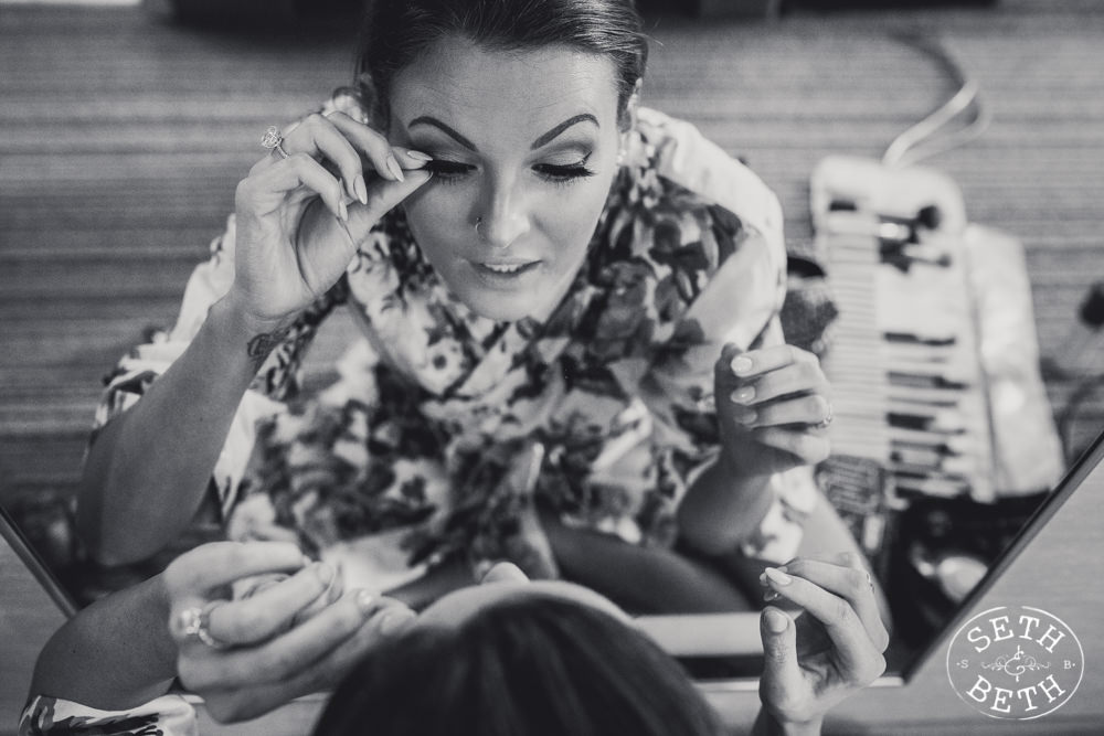 A bride getting ready at her Irongate Equestrian Center Wedding