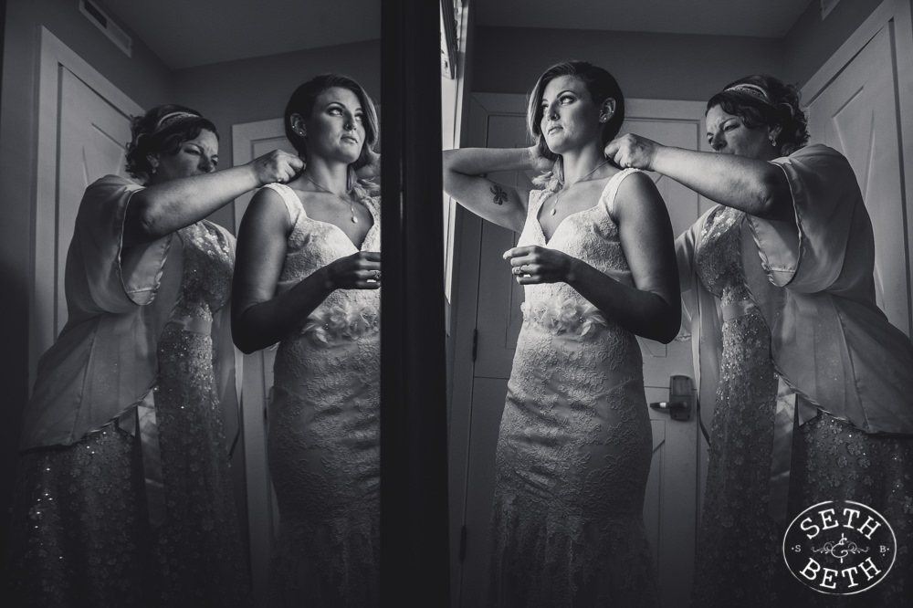 A bride getting ready at her  Irongate Equestrian Center Wedding