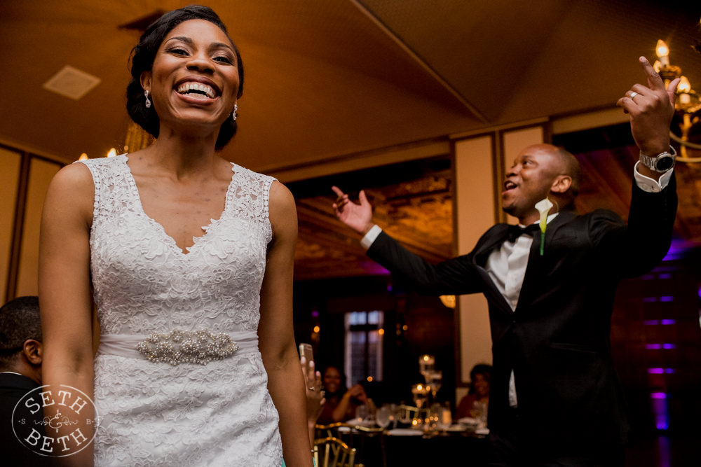 Bride and Groom entering reception