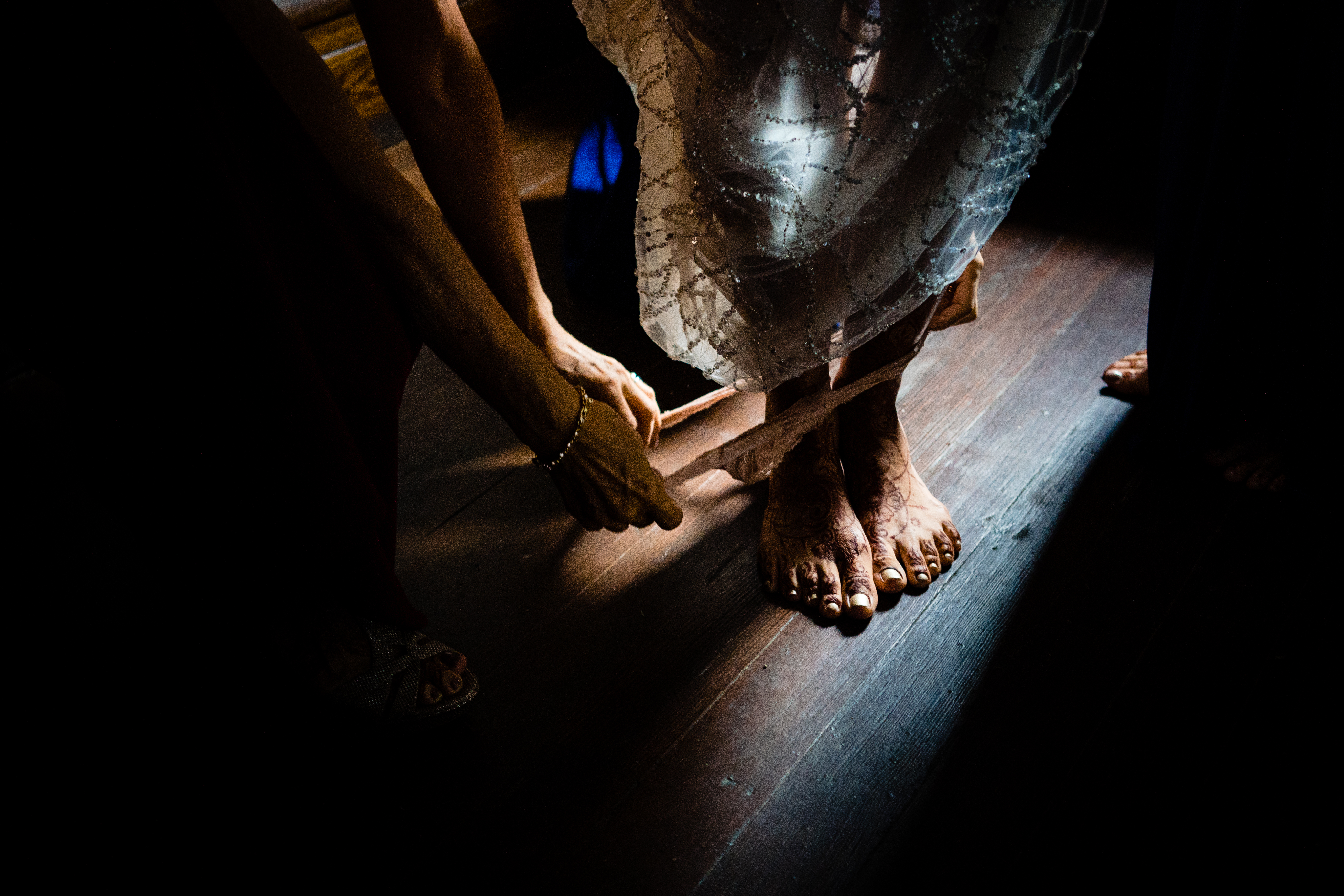 Theater wedding, no problem. At the Skylight Wedding Venue in Newark, Ohio  a bride gets ready in the window light