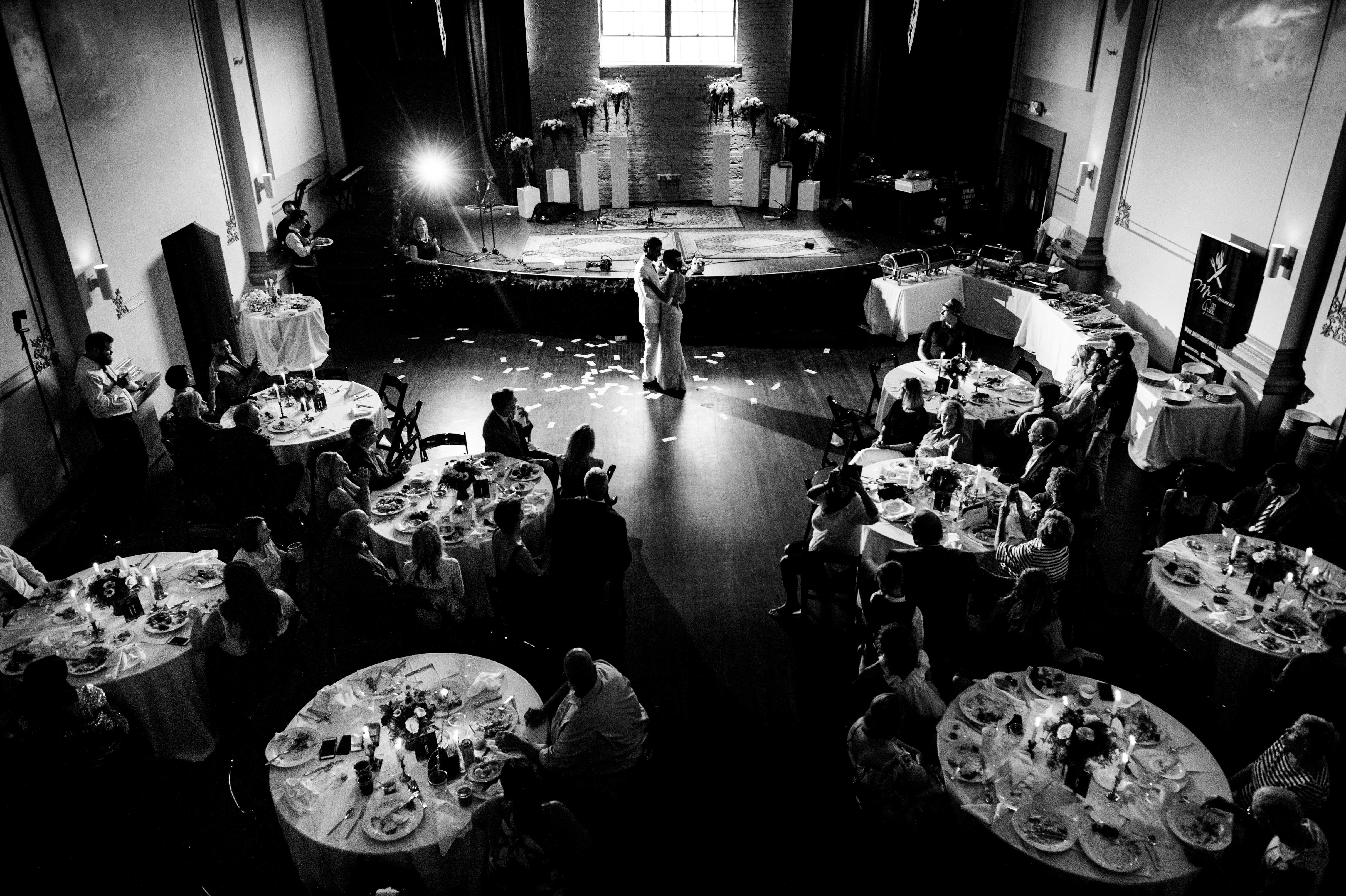 Theater wedding, no problem. At the Skylight Wedding Venue in Newark, Ohio a bride gets ready in beautiful window light.