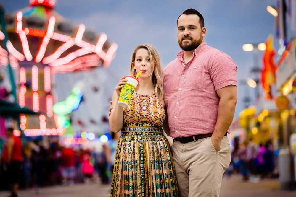 Bride drinking a lemon shakeup at the Ohio State Fair