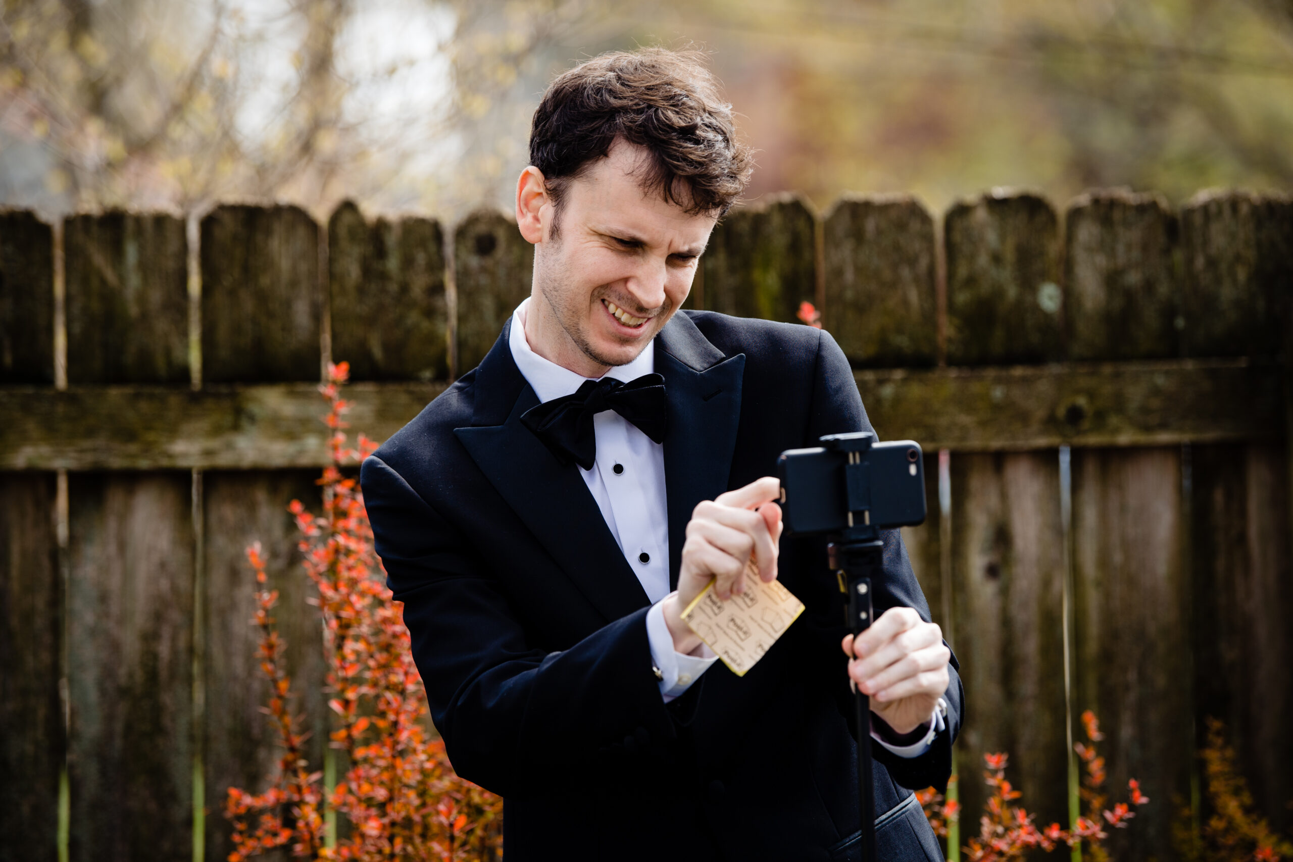 Groom gets the live stream ready before his COVID ceremony