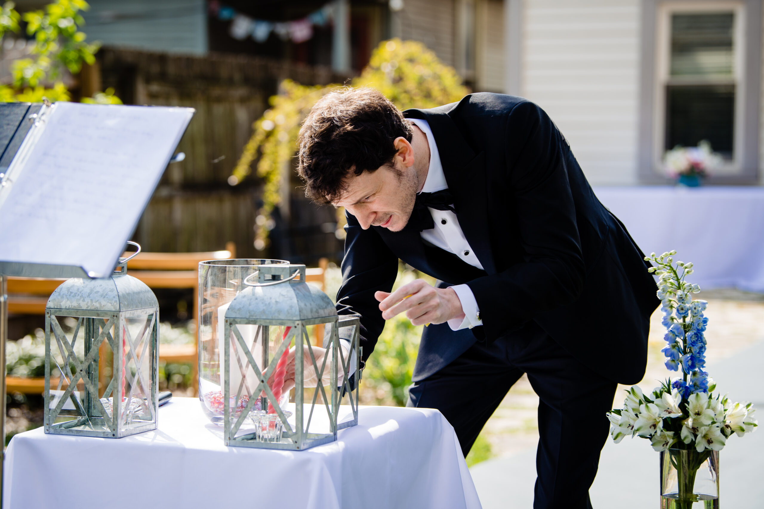 Groom gets unity candle ready for his COVID ceremony