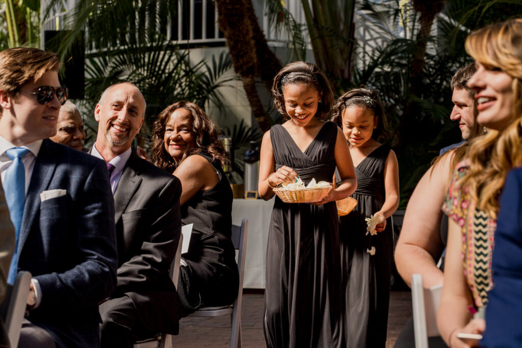 flower girls at Beautiful Botanical Garden Wedding 