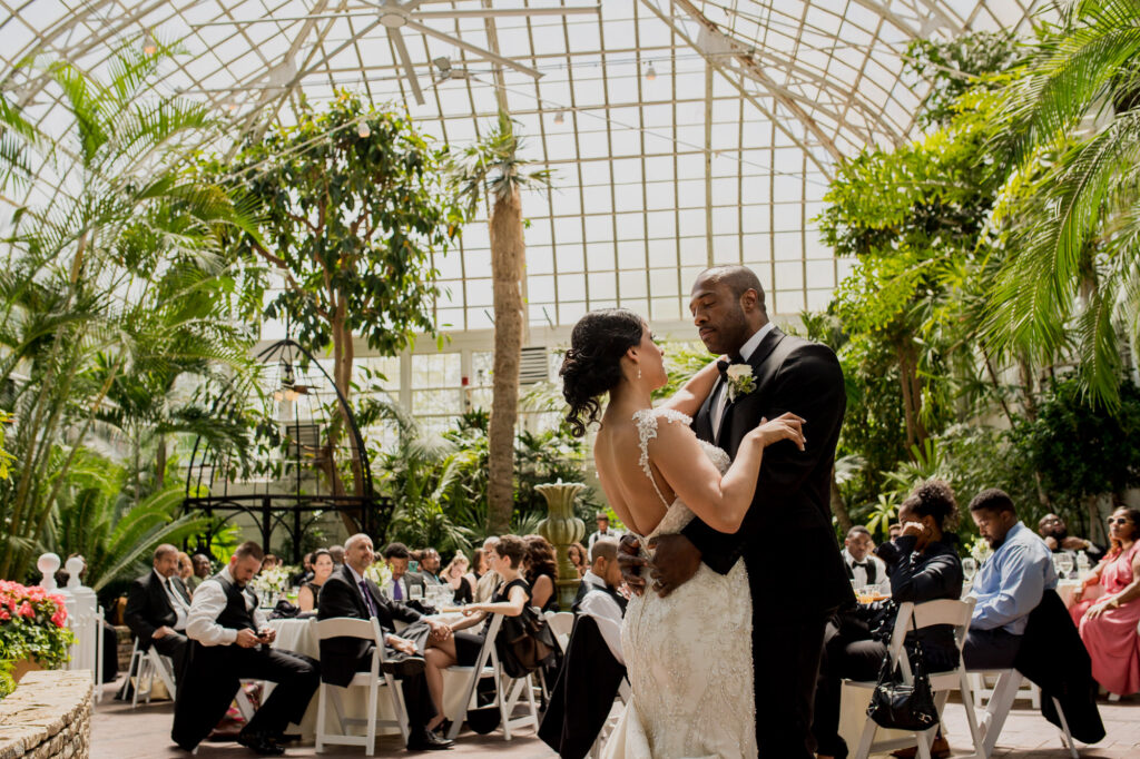 first dance at Beautiful Botanical Garden Wedding 