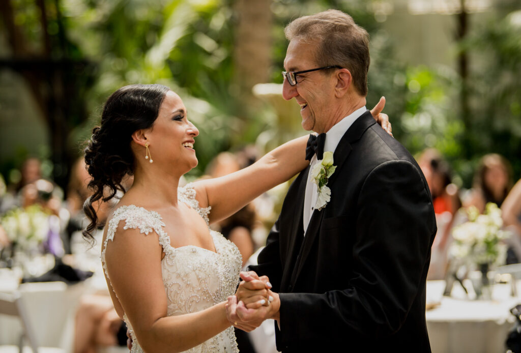 father daughter dance at Beautiful Botanical Garden Wedding 