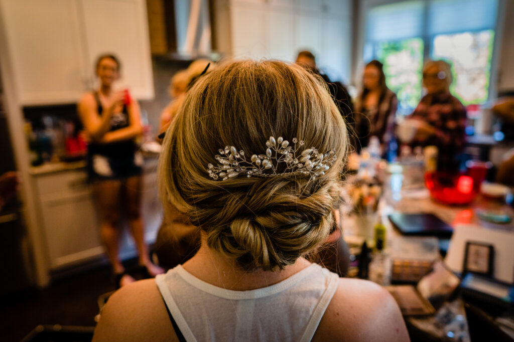 brides hair at Grove City Wedding Venue