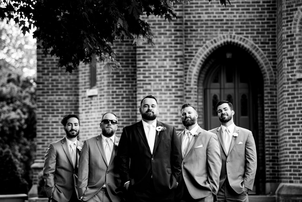 Black and White portrait taken downtown columbus ohio by seth and Beth wedding photography