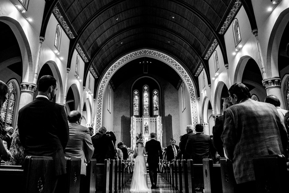 Black and White portrait taken downtown columbus ohio by seth and Beth wedding photography