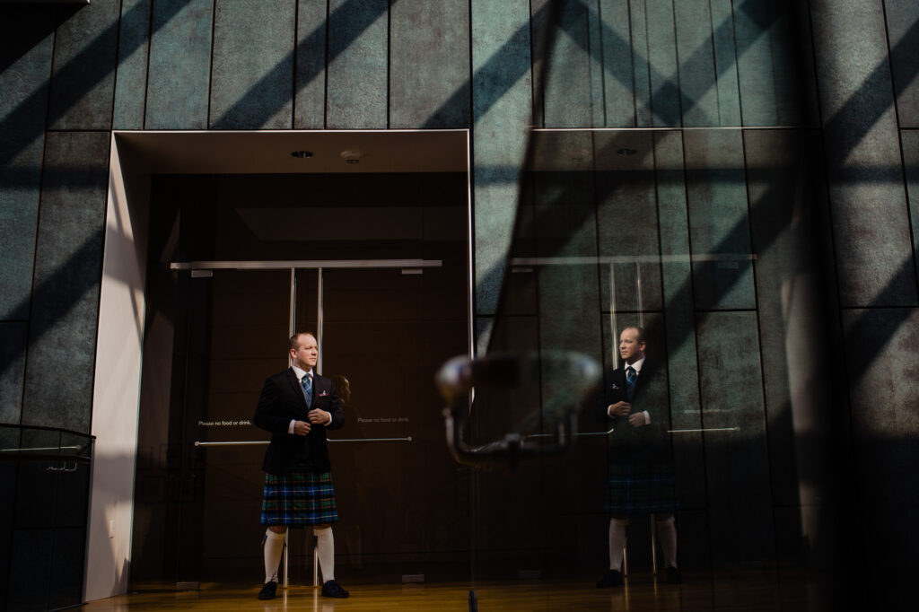 groom at Columbus Art Museum Wedding