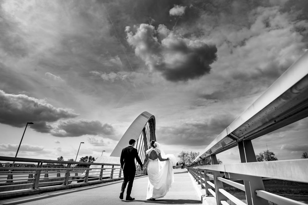 black and white portrait taken in downtown columbus by seth and Beth wedding photography