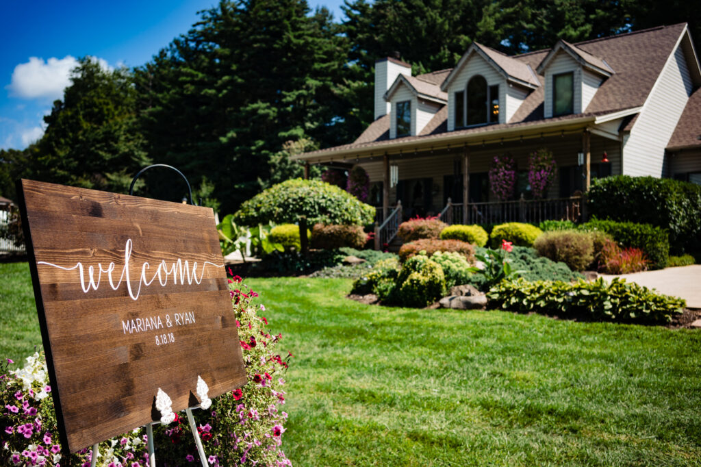 Welcome sign in front of getting ready house