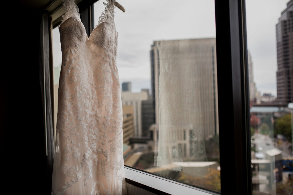 wedding dress at Franklin Park Conservatory Wedding