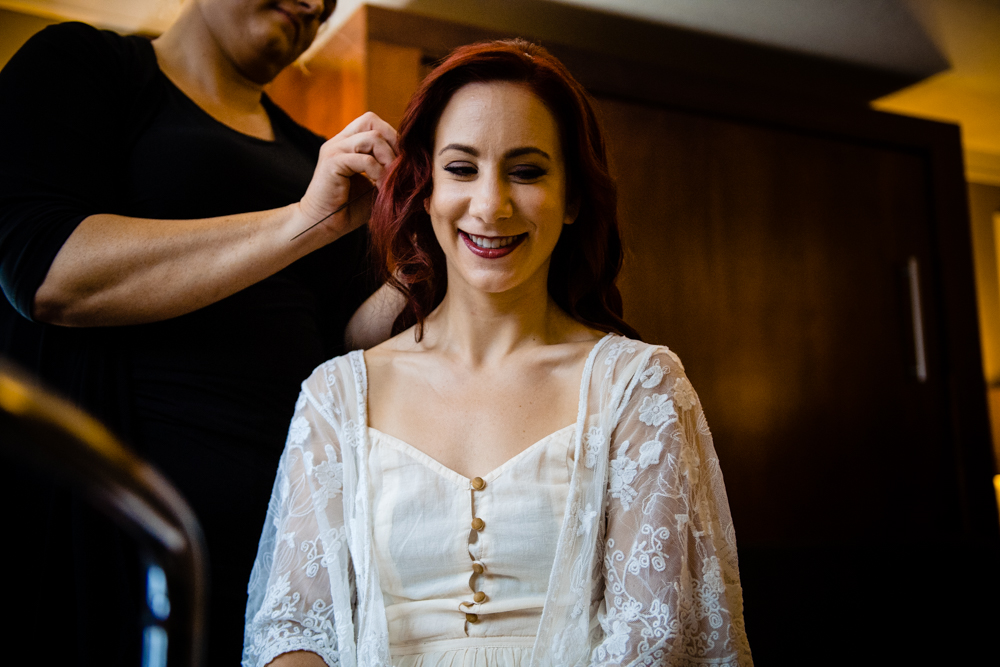 getting ready Spring Wells Barn Wedding