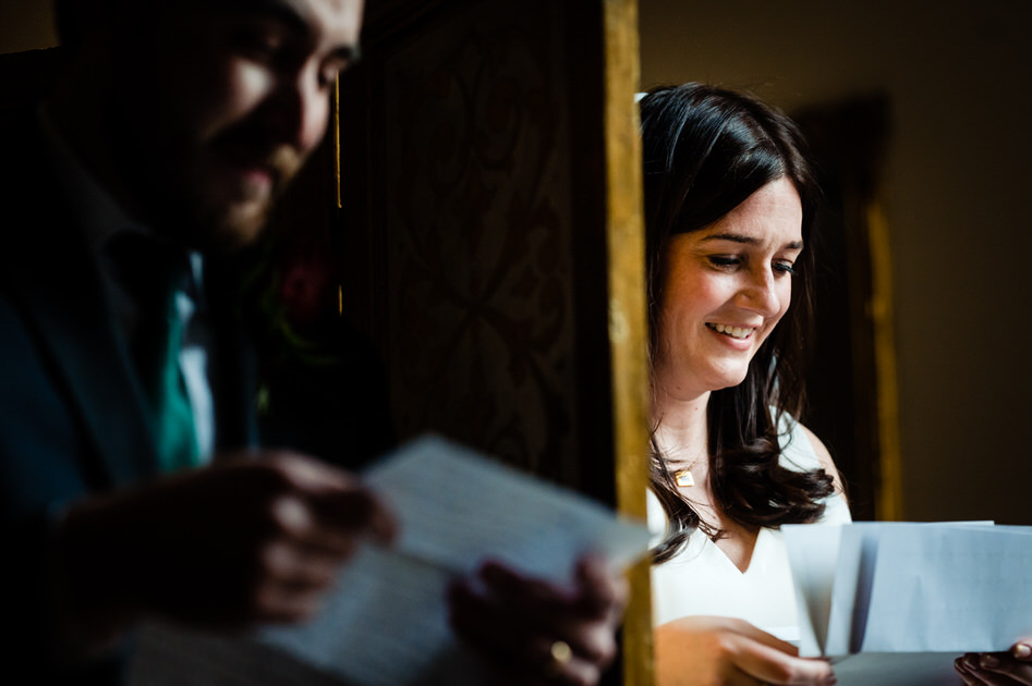 Bride reading vows. Columbus Wedding Photographers Ohio