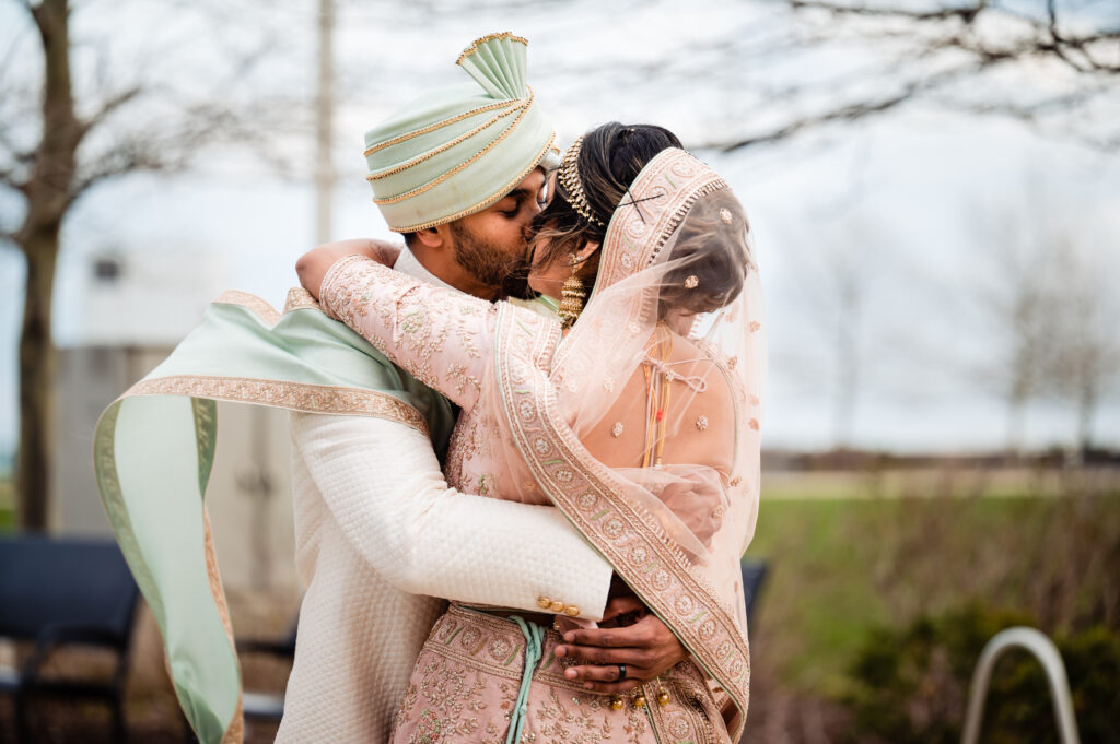 Indian couple kissing