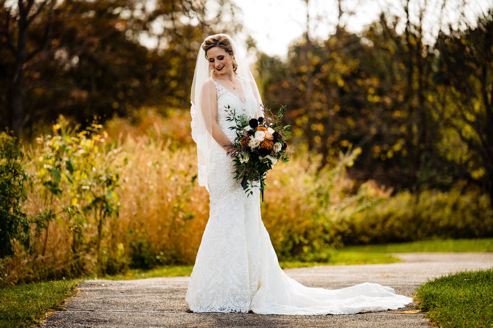 Fall bridal pictures in Akron, Ohio