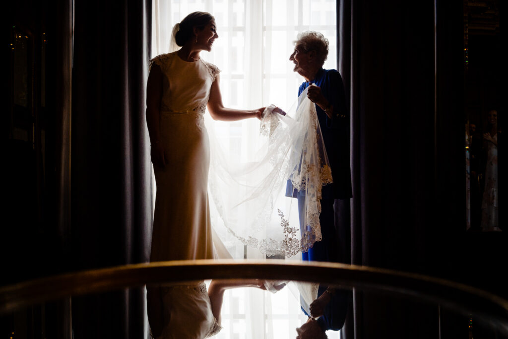 Bride and groom with grandparents