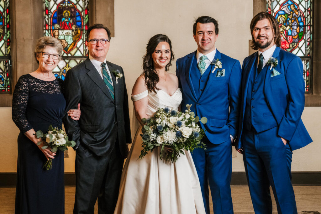 Bride and groom with grandparents