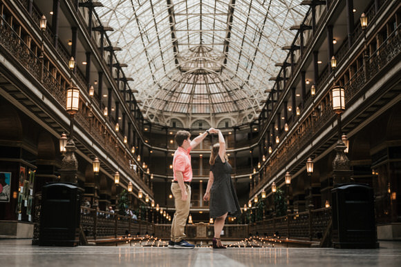 Gigi and Gabe engagement portraits in downtown Cleveland