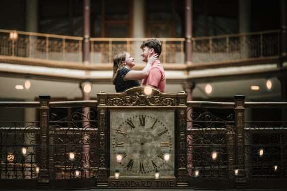 Gigi and Gabe engagement portraits in downtown Cleveland