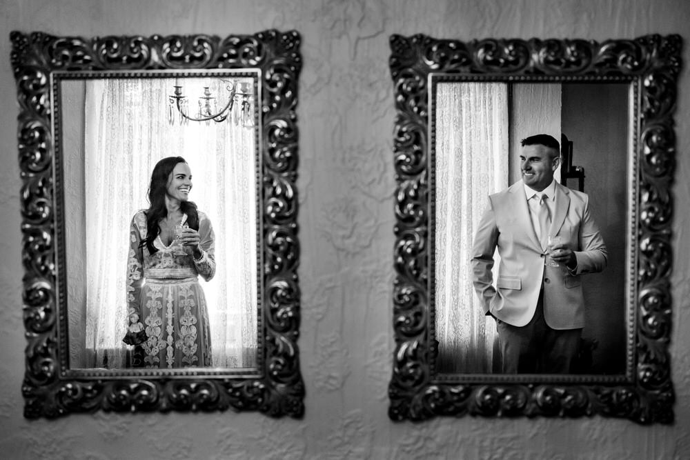 bride and groom at thier cleveland little italy wedding