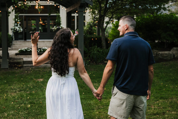 Bride-to-be showing her engagement ring after her proposal