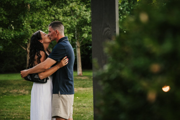 Romantic engagement portraits in the gardens at Orchard House Winery