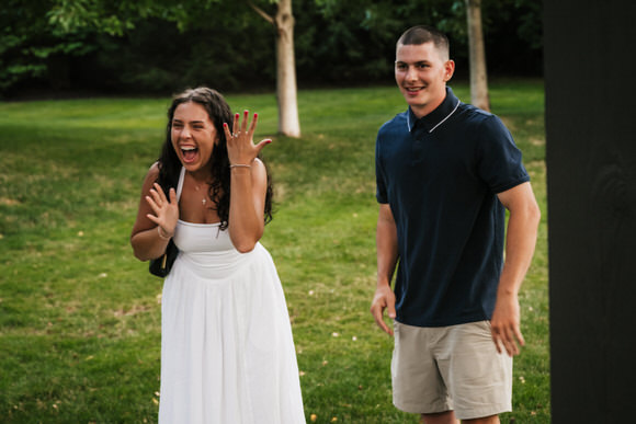 Candid reaction during an Orchard House Winery proposal
