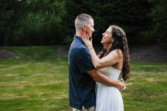 Couple celebrating their engagement at an Ohio winery