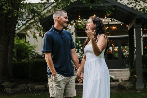 Romantic proposal at Orchard House Winery in Aurora Ohio